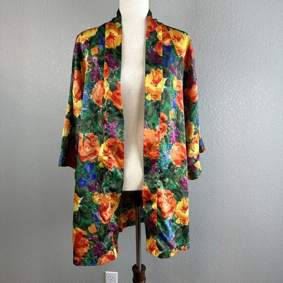 Victoria's Secret Vintage Gold Label Colorful Floral Dressing Robe Size M - Picture 6 of 7